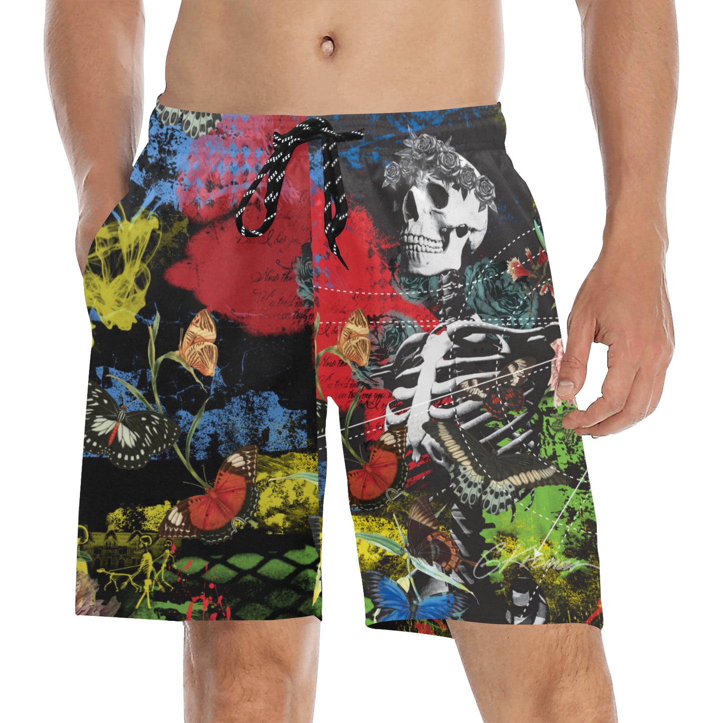 SKEL BUTTERFLY Men's Mid-Length Beach Shorts