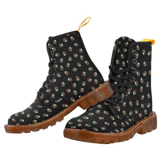 Tropical Skulls Men's Lace Up Canvas Boots