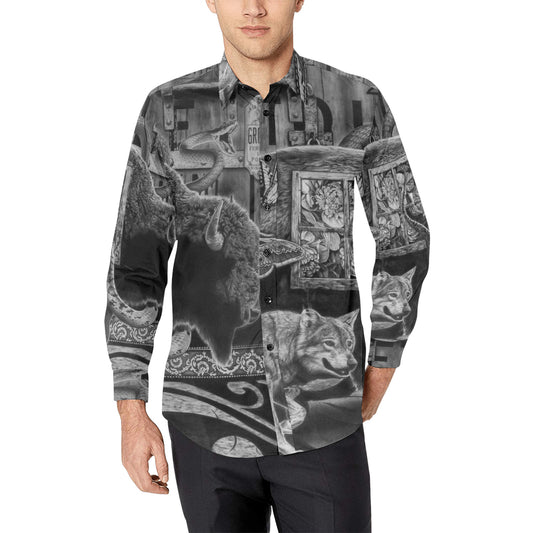 WOP Men's All Over Print Long Sleeve Shirt