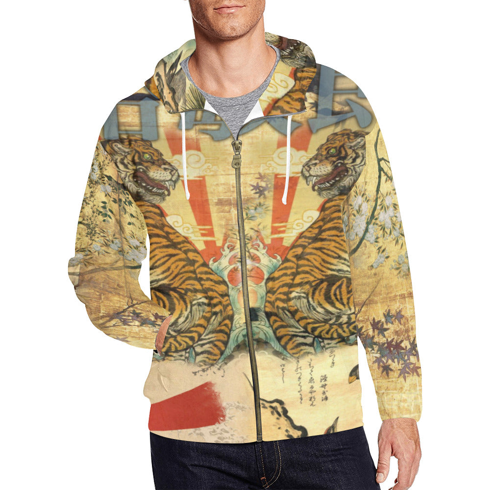 SAMURAI HOODIE Men's All Over Print Full Zip Hoodie