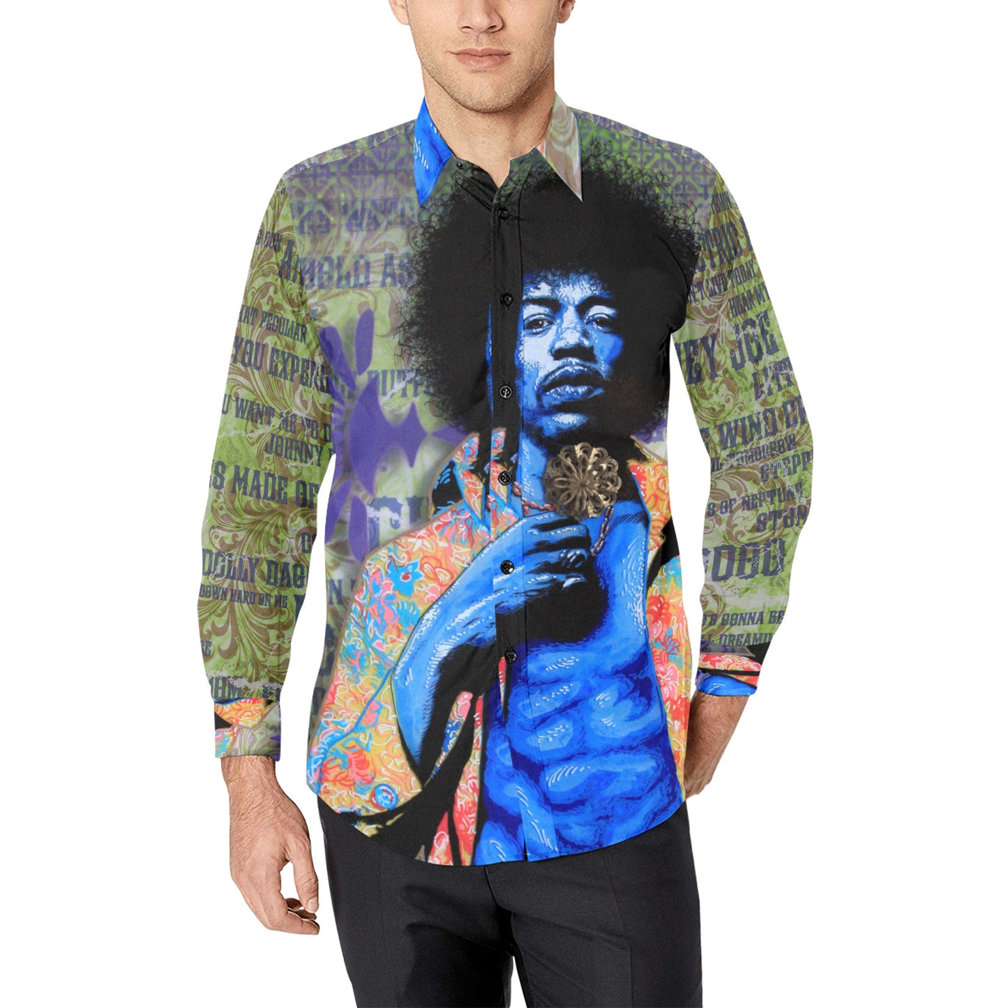 JIMI Men's All Over Print Long Sleeve Shirt