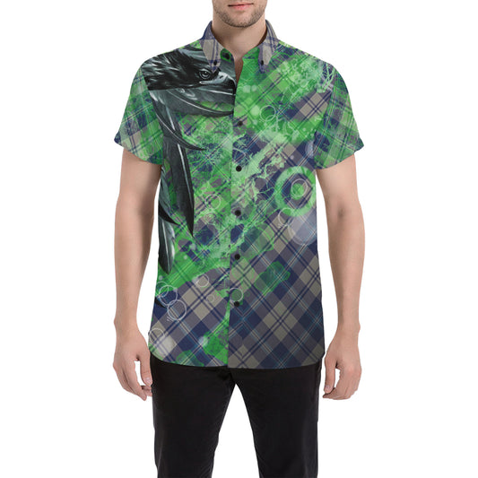 EAGLE PLAID Men's All Over Print Short Sleeve Shirt