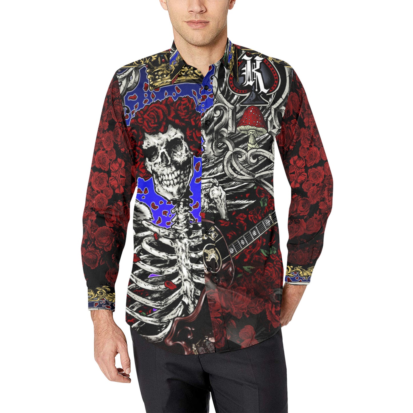 JERRY CARD Men's All Over Print Long Sleeve Shirt