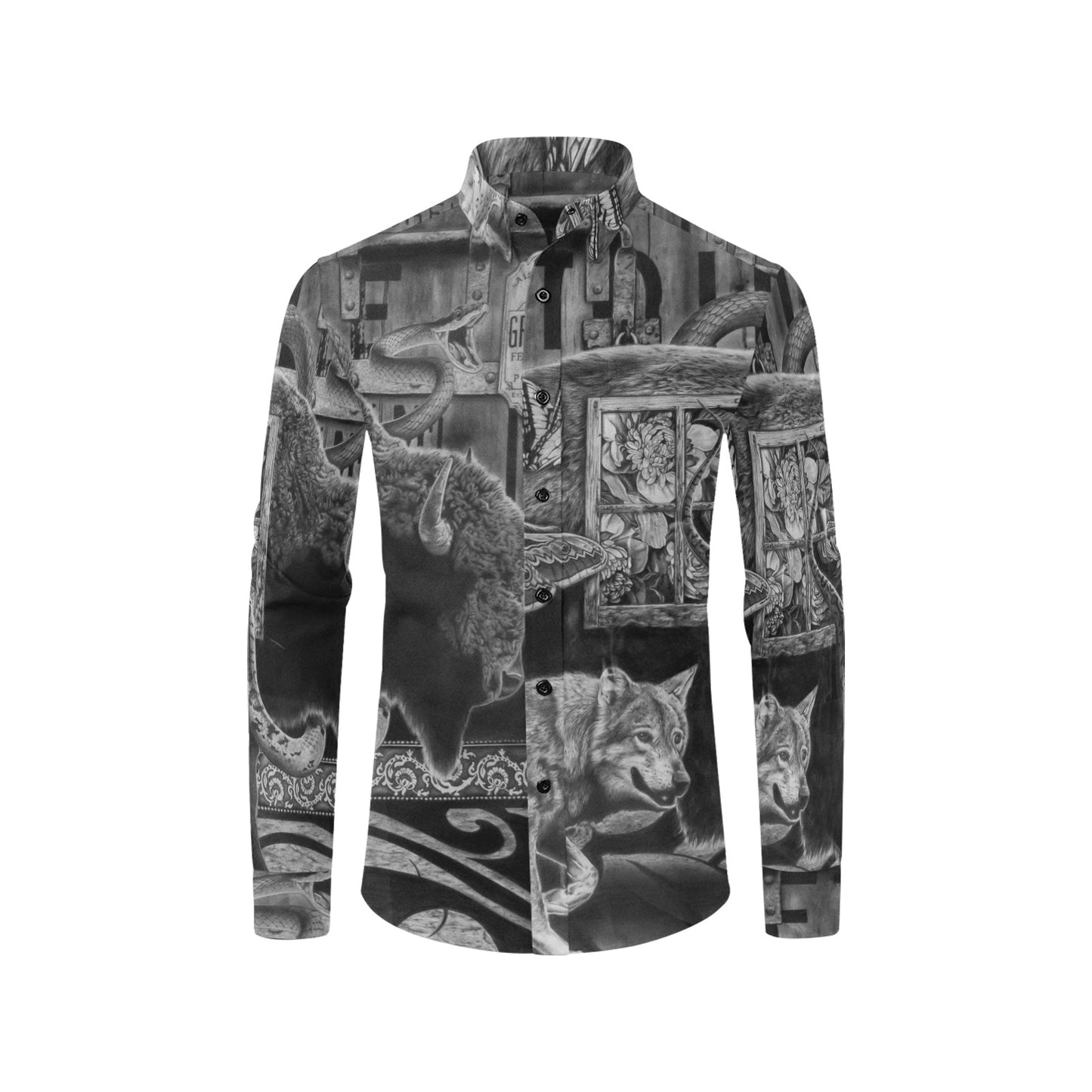 WOP Men's All Over Print Long Sleeve Shirt